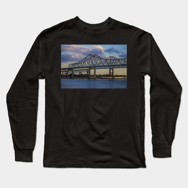 Crescent City Connection bridge, New Orleans, Louisiana, USA. Long Sleeve T-Shirt by VickiWalsh